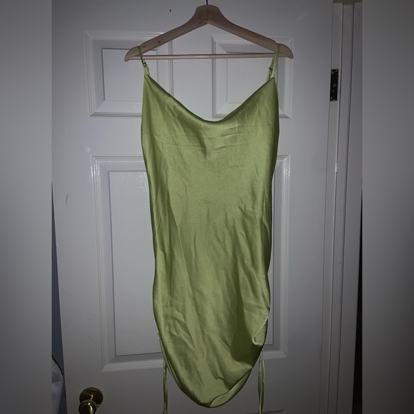 Satin Ruched Slip Dress - Picture 1 of 3